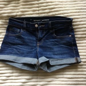 Dark wash denim shorts